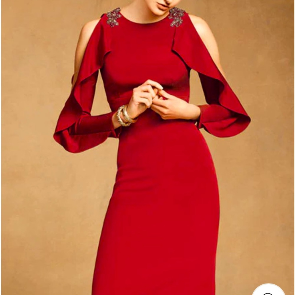 Amazing holiday cold-should red dress. Amazing fit. Very comfortable size 14